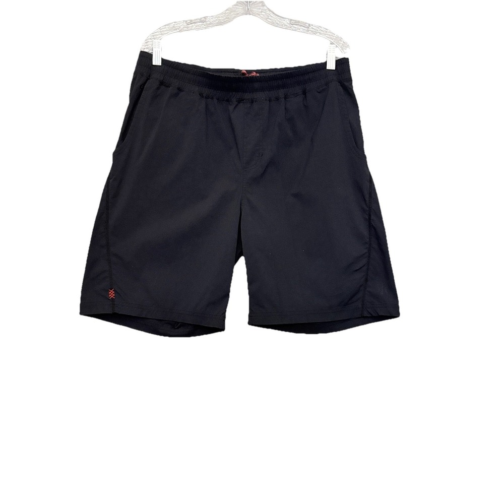 RHONE‎ Board Shorts Swim Trunks Men Large Black Nylon Blend 9" Inseam Drawstring